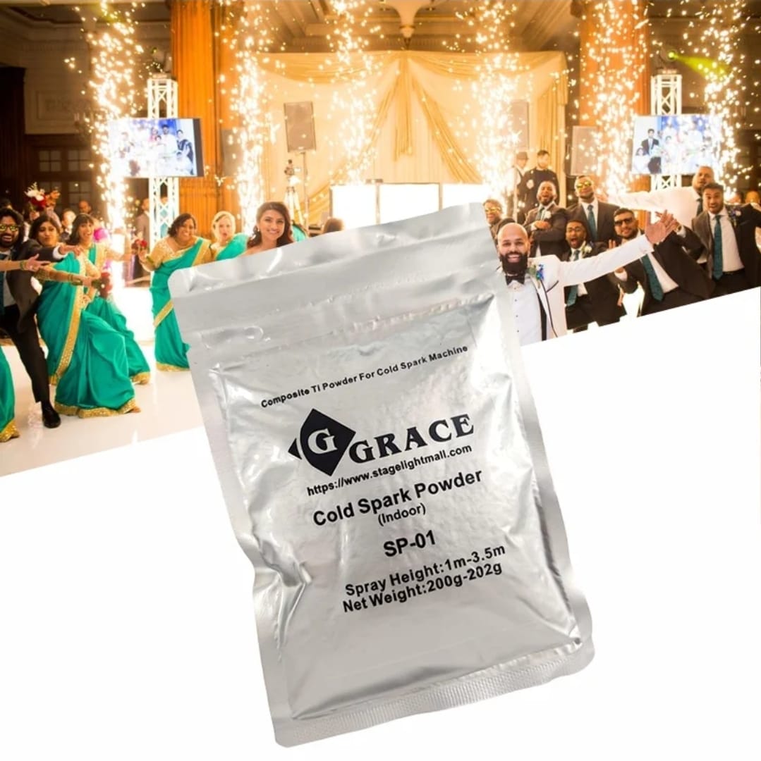 Cold Spark Machine Titanium Powder 200g Heat Seal Airtight Packaging - Wedding, Stage DJ, Party (10 Packs)