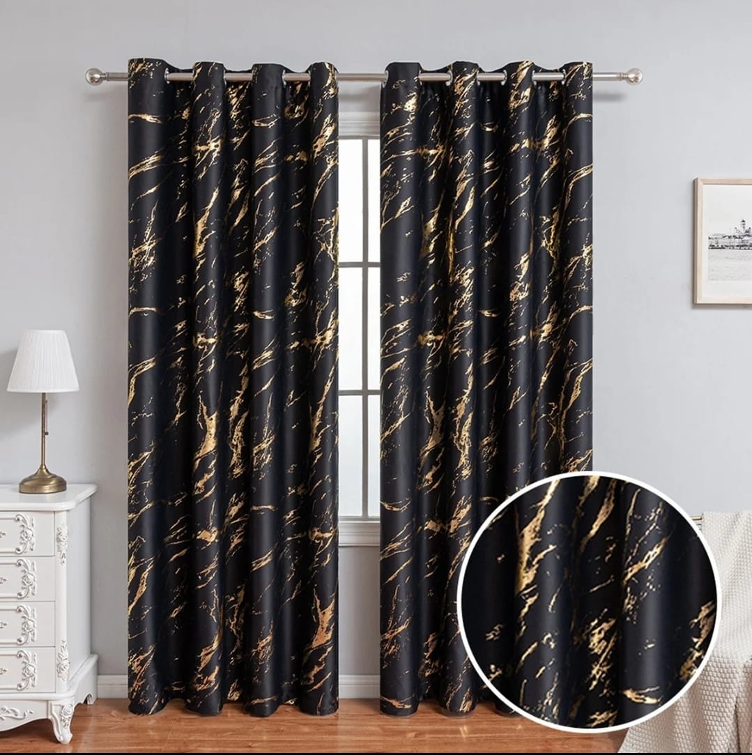 High-Precision Marble Foil Curtains Gold Silver Light Blocking Sun Protection Heat Reduction Modern Living Room Window Curtain