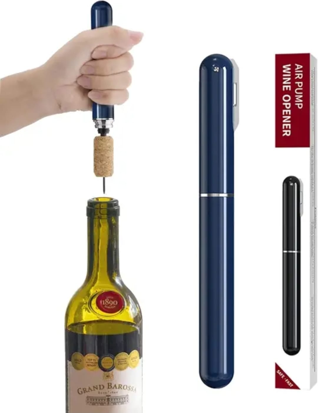 Easy-Open Portable Travel Wine Corkscrew Handheld Cork Remover 2-in-1 Air Pressure
