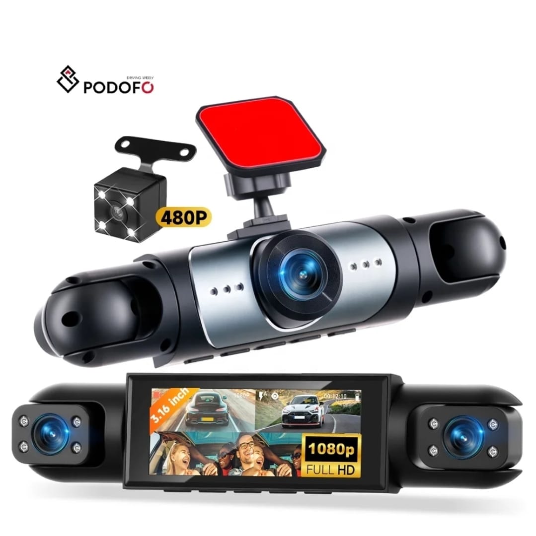 360 Degree 4 Lens Dash Cam 1080P 3.16 Inch WiFi IPS Display Quad Lens Car DVR